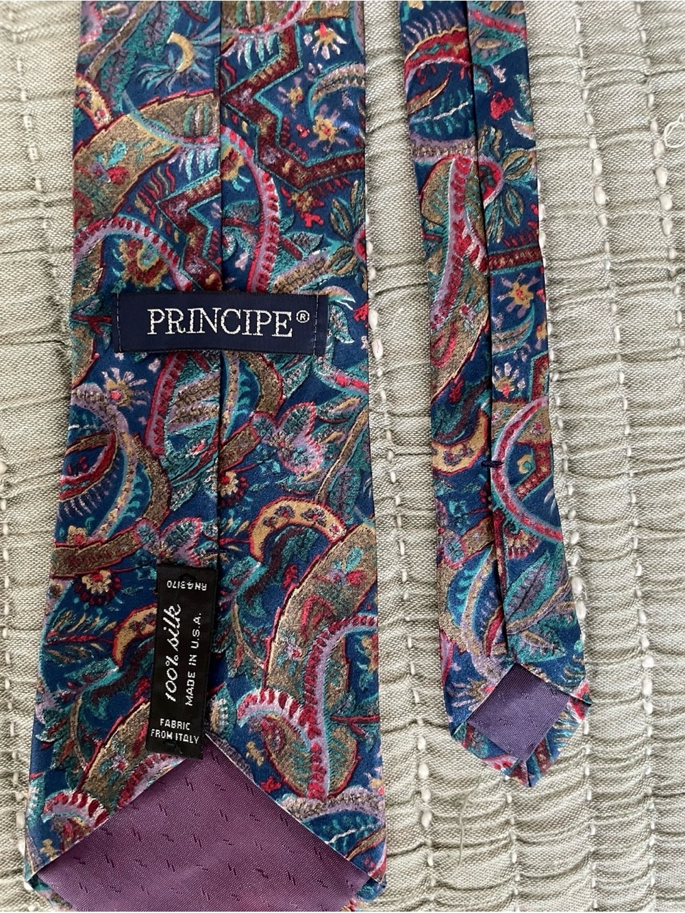 Vintage Principe 100% Silk Tie Jewel Toned Paisley Pattern